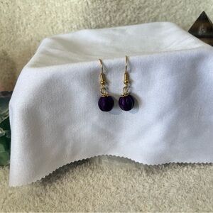 Violet purple pumpkin earrings